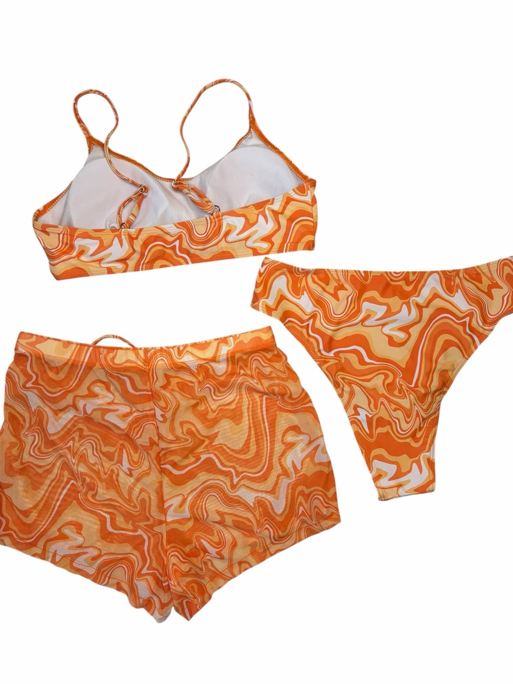 Orange Swirl 3-Piece Bikini Set - Picture 2 of 3